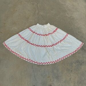 1950s Cream and Red Tiered Square Dancing Skirt